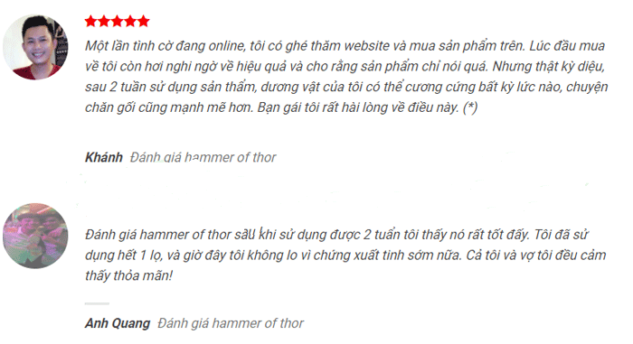 khách hàng nói về sản phẩm Hammner of thor